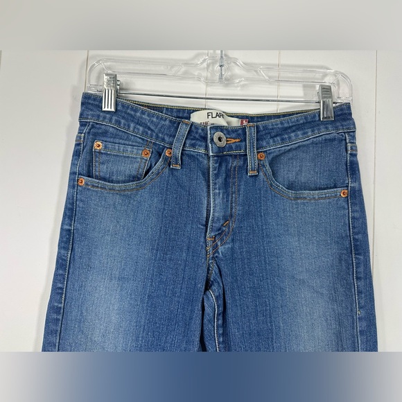 Vintage Levis Low Stretch 519 Blue Flare Jeans Size 1 Juniors Short Y2K - Picture 2 of 14